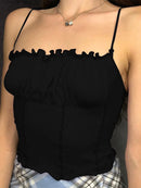 Sexy Summer Ruffled Ruched Crop Top – Strapless Satin Cami